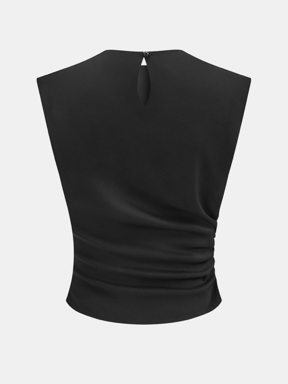Commense Black Sleeveless Ruched Women's Top